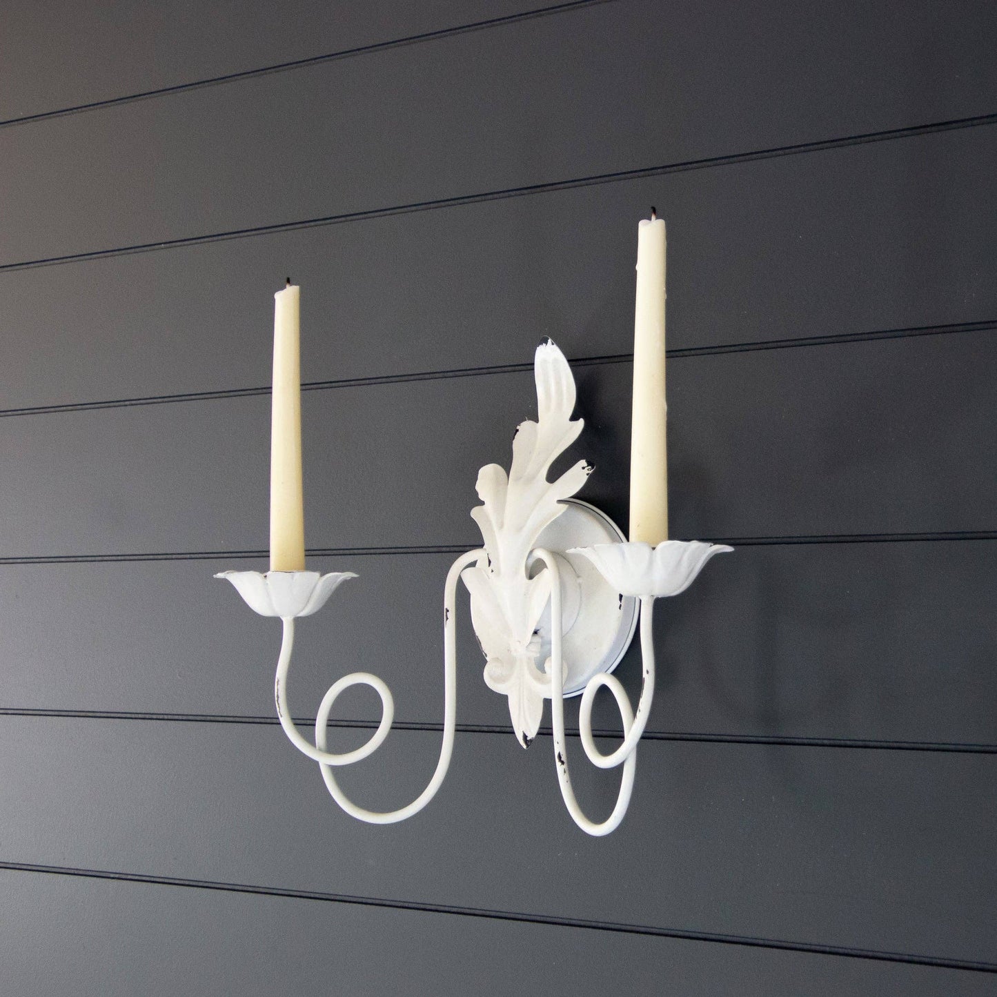 Distressed Candle Holder Sconce