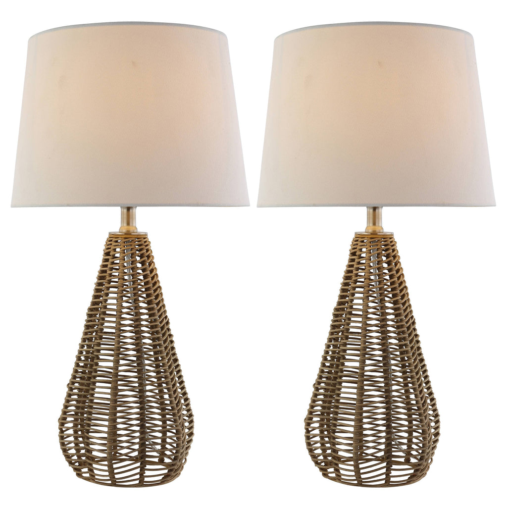 Tan Rattan Table Lamps