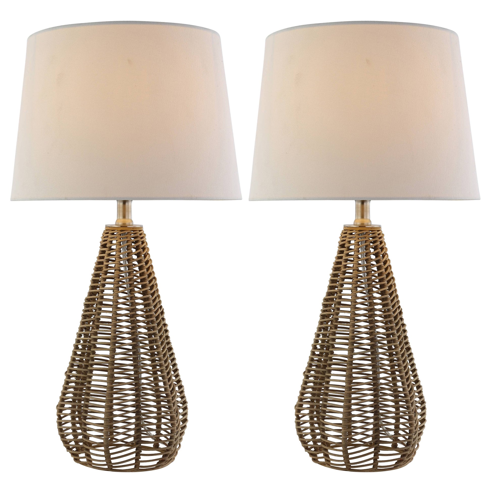 Tan Rattan Table Lamps