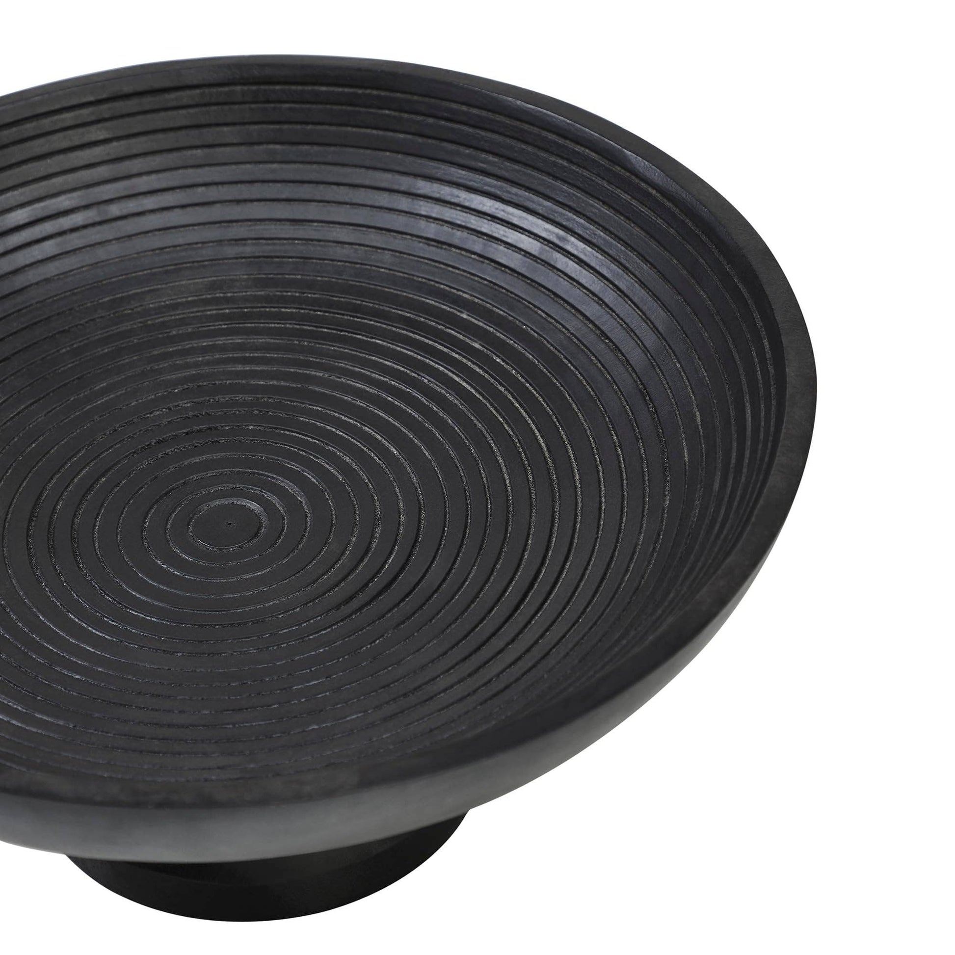 Ribbed Black Wooden Bowl