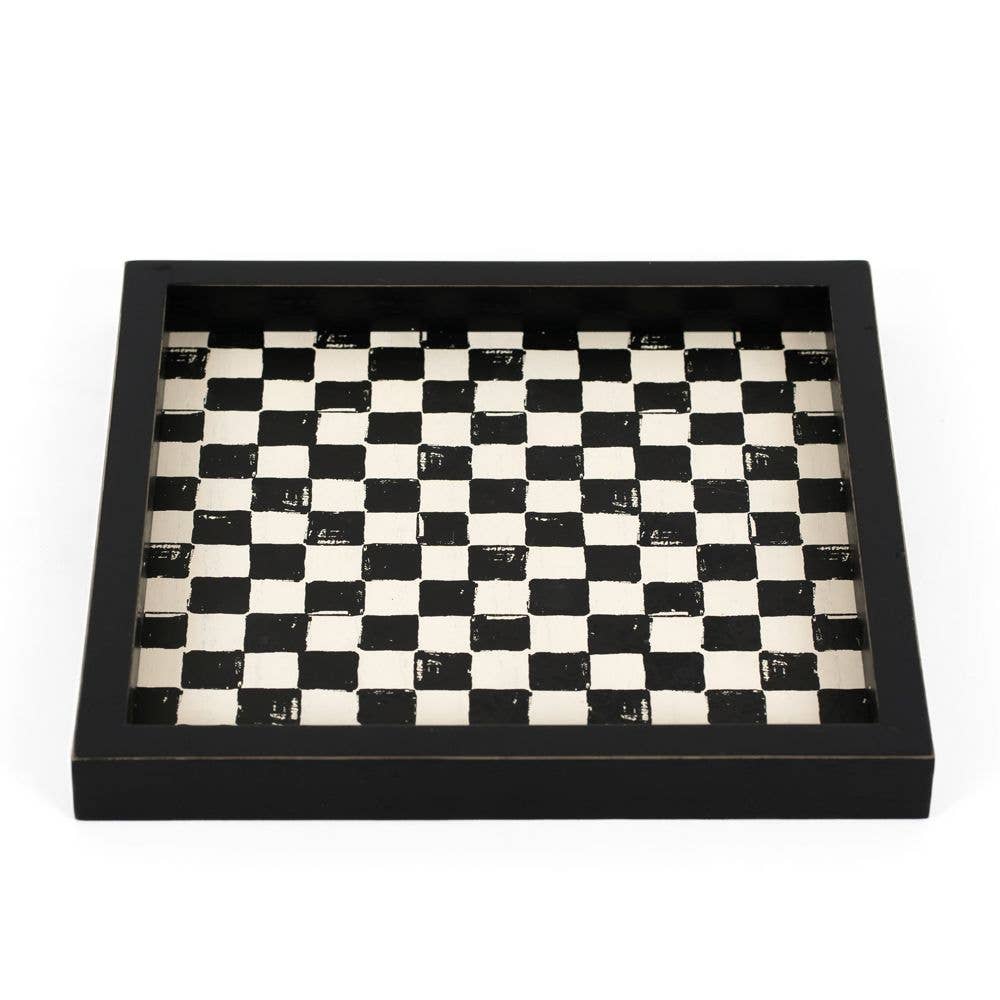 Black and White Check Tray