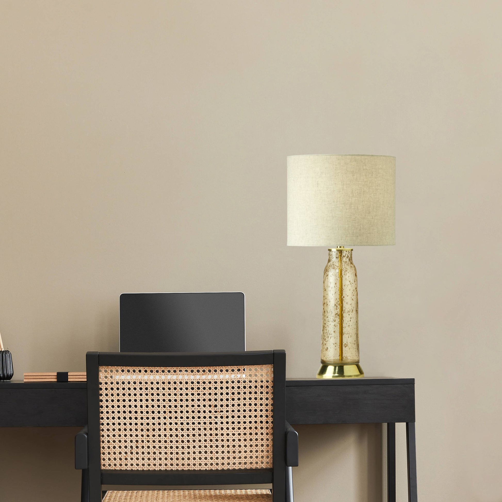 Amber Glass and Metal Table Lamp