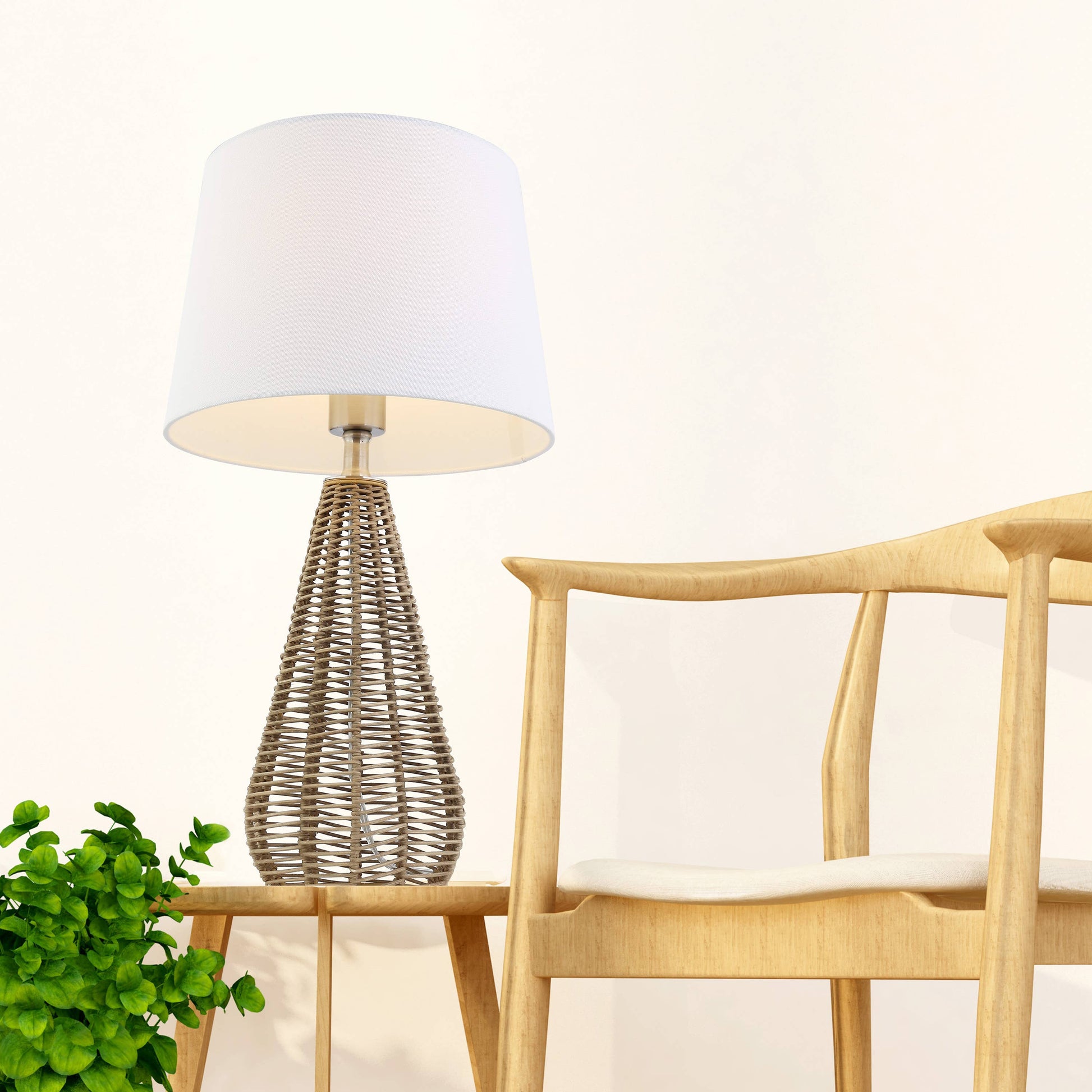 Tan Rattan Table Lamps