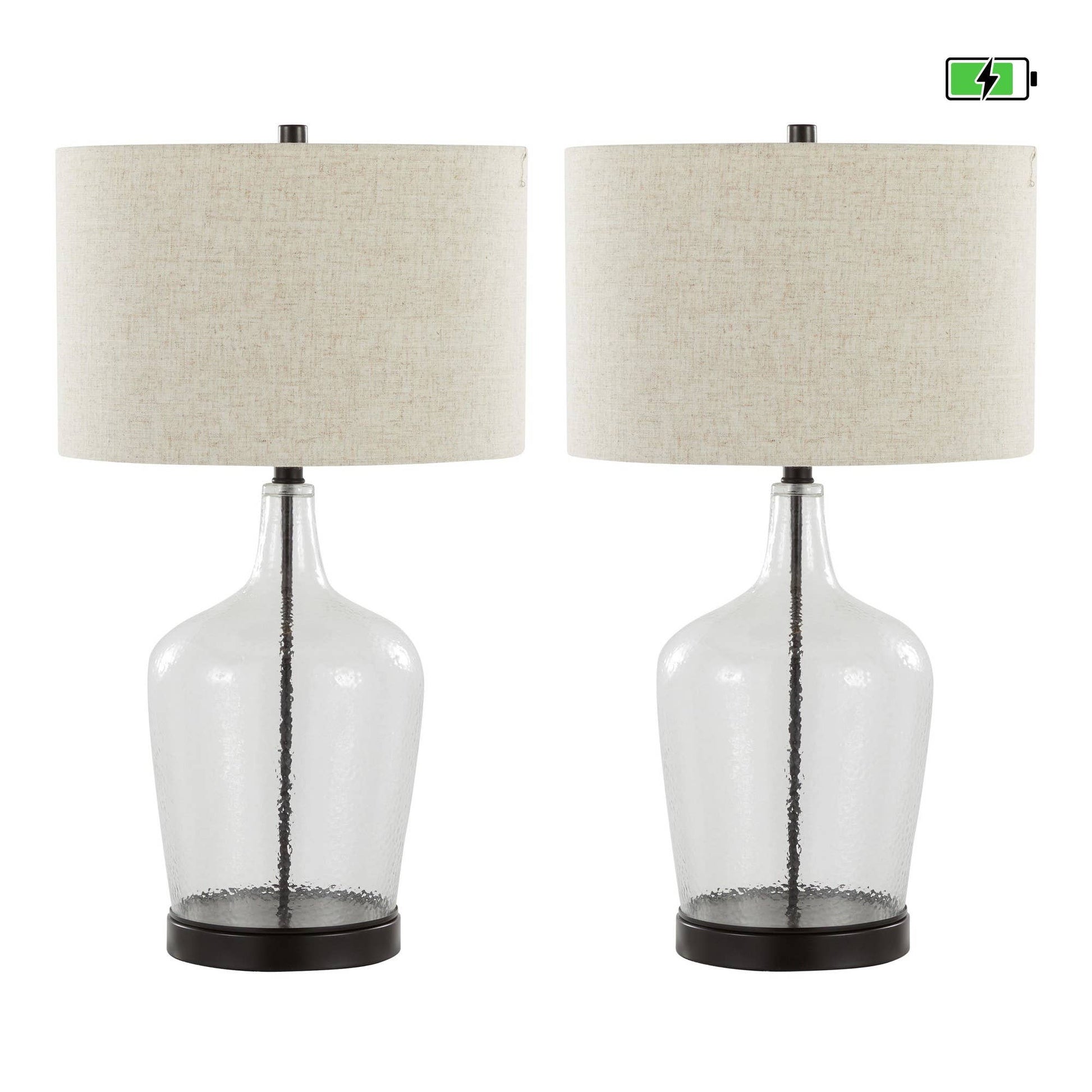 Botella 28" Glass Table Lamp with USB - Set of 2