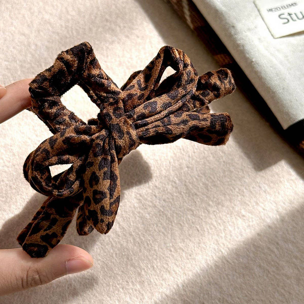 Leopard Bow Hair Claw