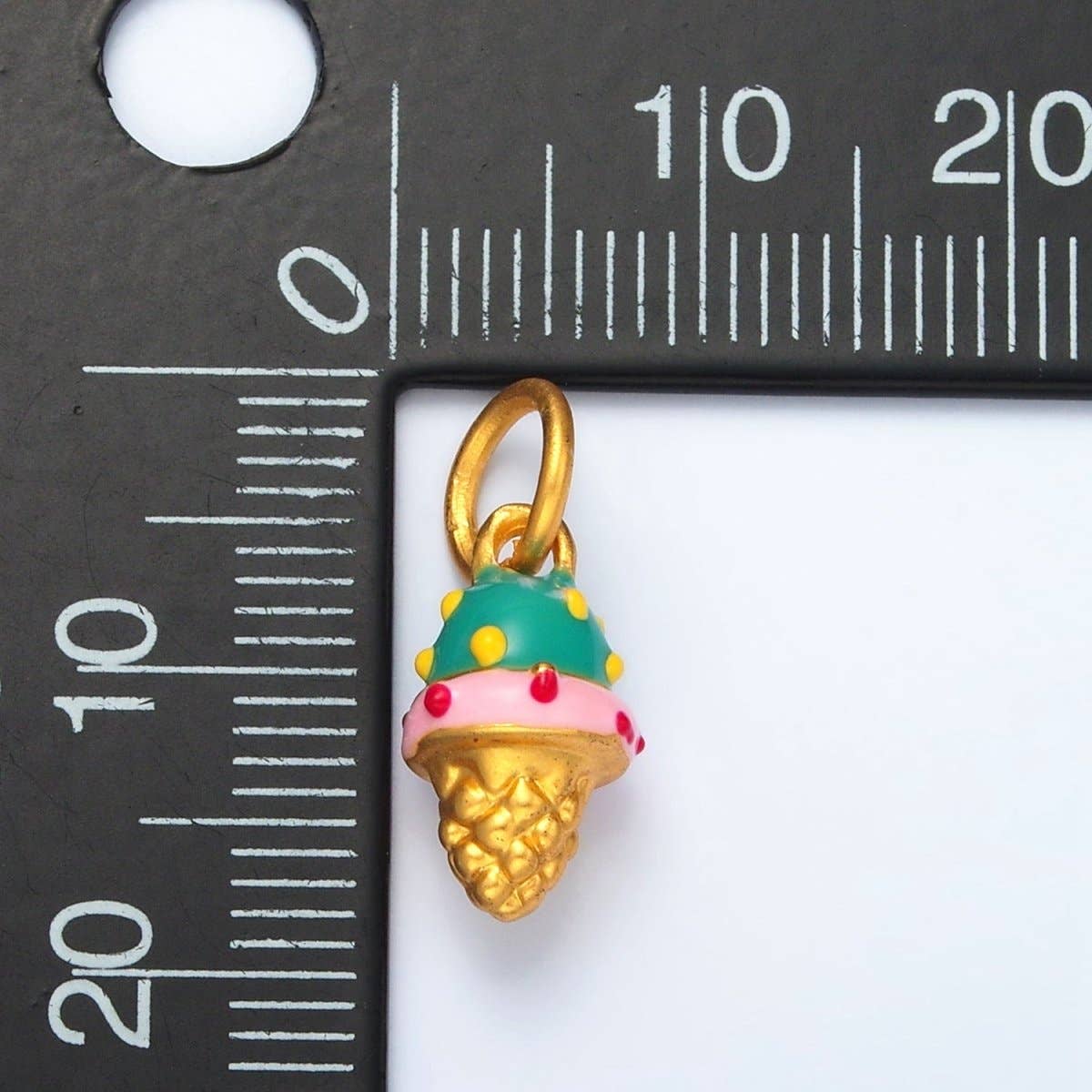 24K Gold Filled 14mm Blue & Pink Ice Cream Kids Charm | M234