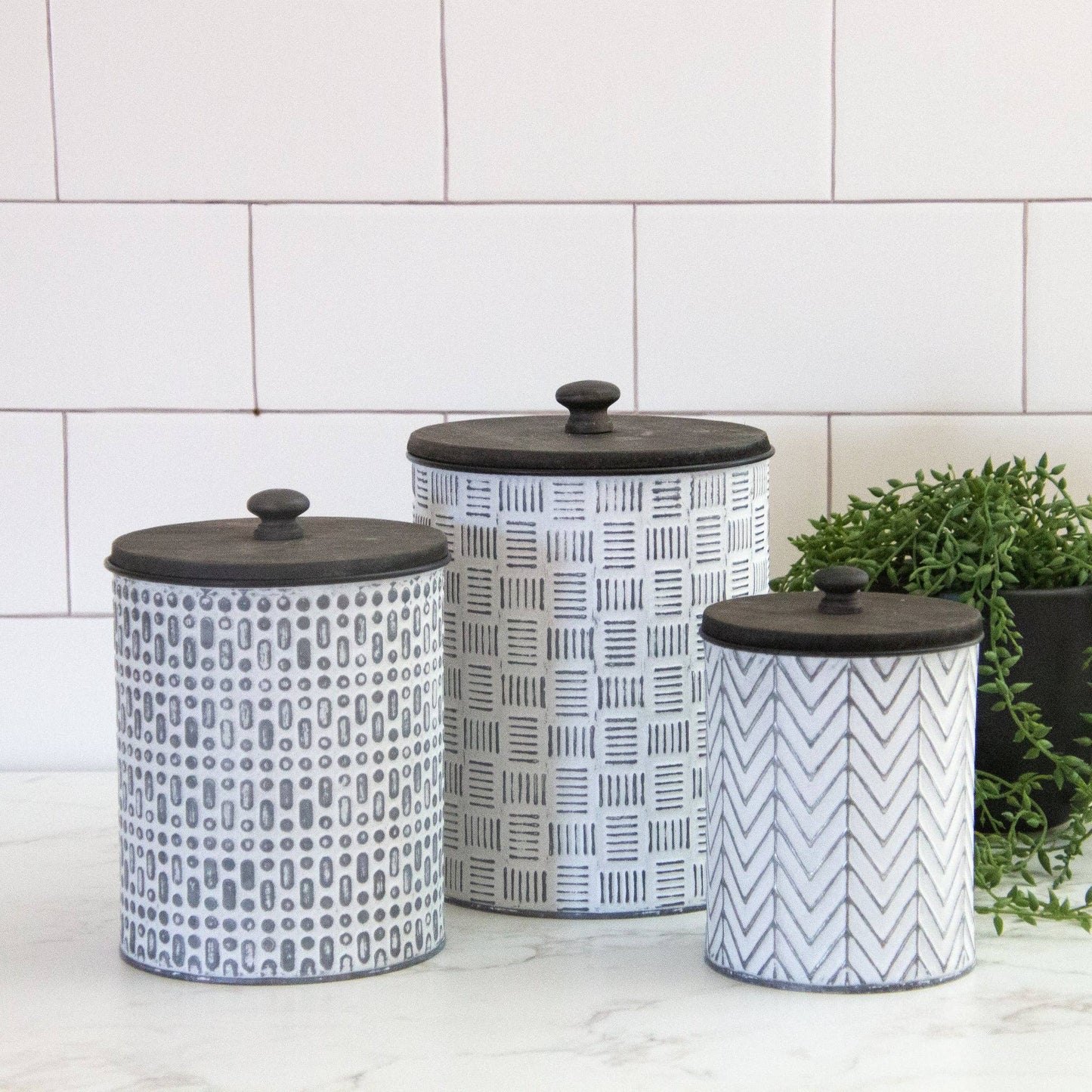 Geometric Embossed Nested Canister