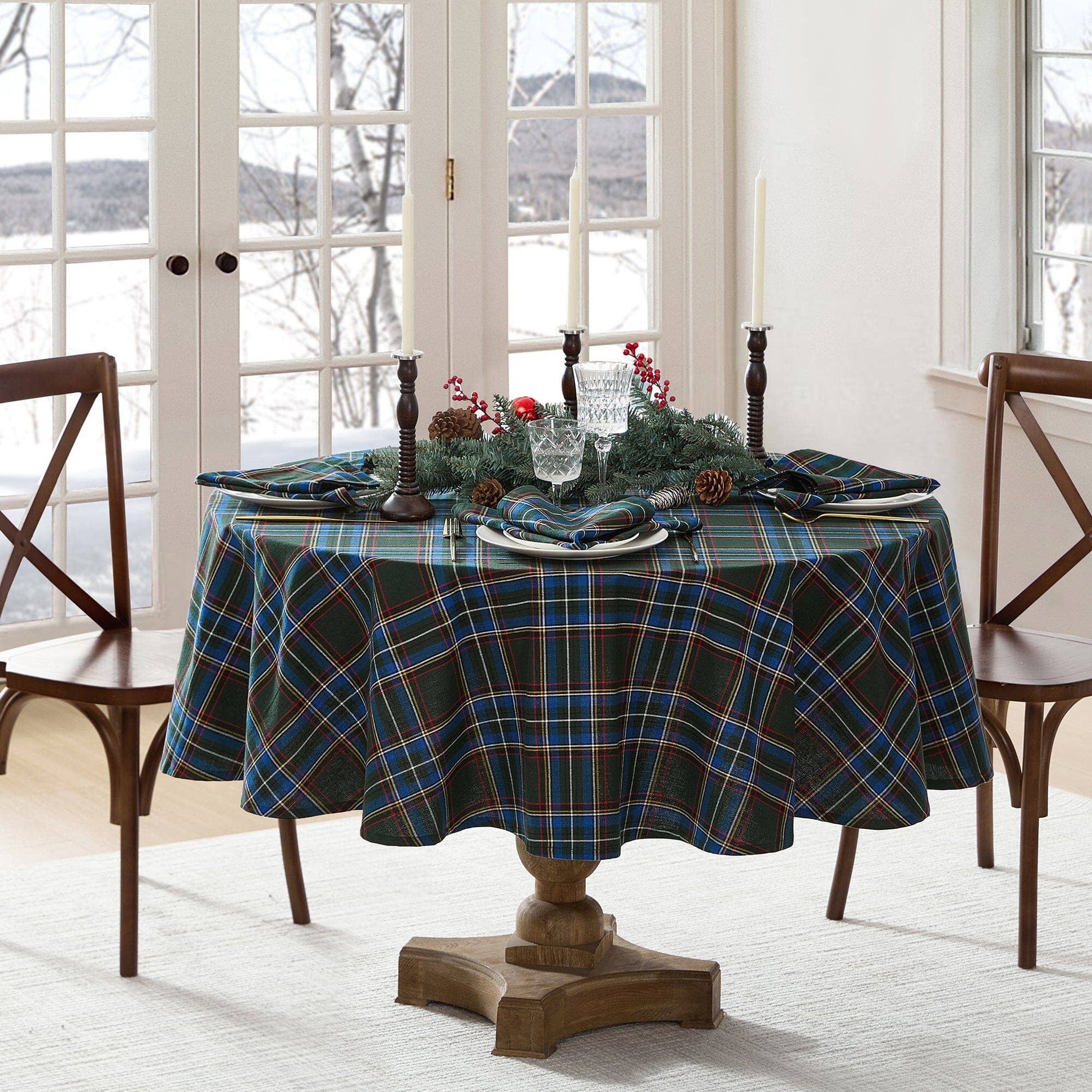 Stowe Tartan Holiday Plaid Cotton Christmas Tablecloth