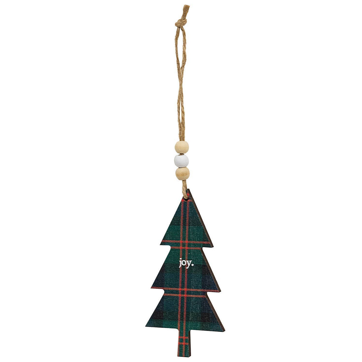 Hope, Love, Joy Plaid Christmas Tree Ornament - 3 Asstd.