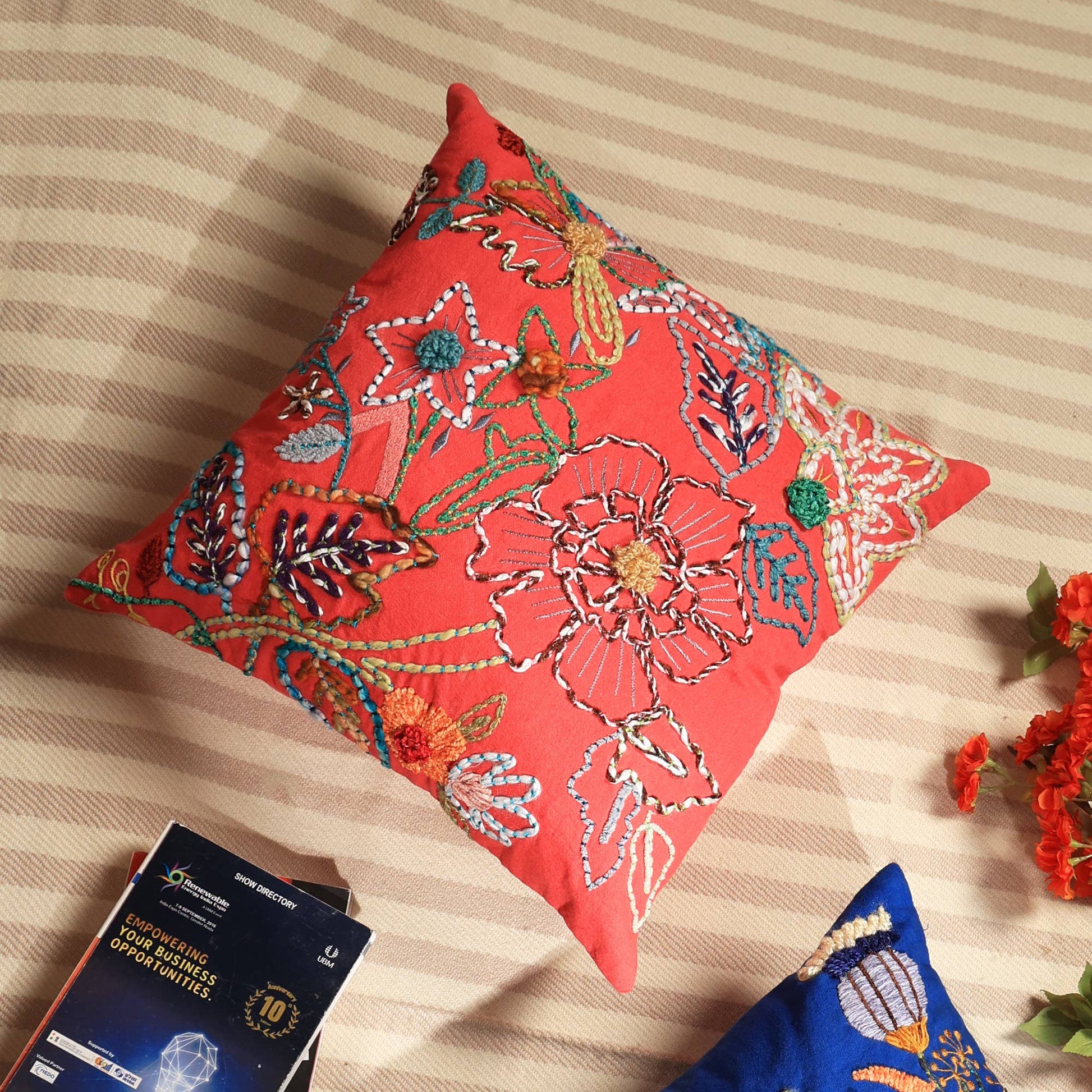 Pink Embroidered Pillow