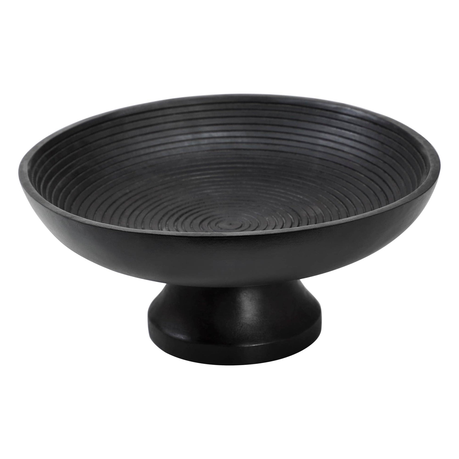 Ribbed Black Wooden Bowl