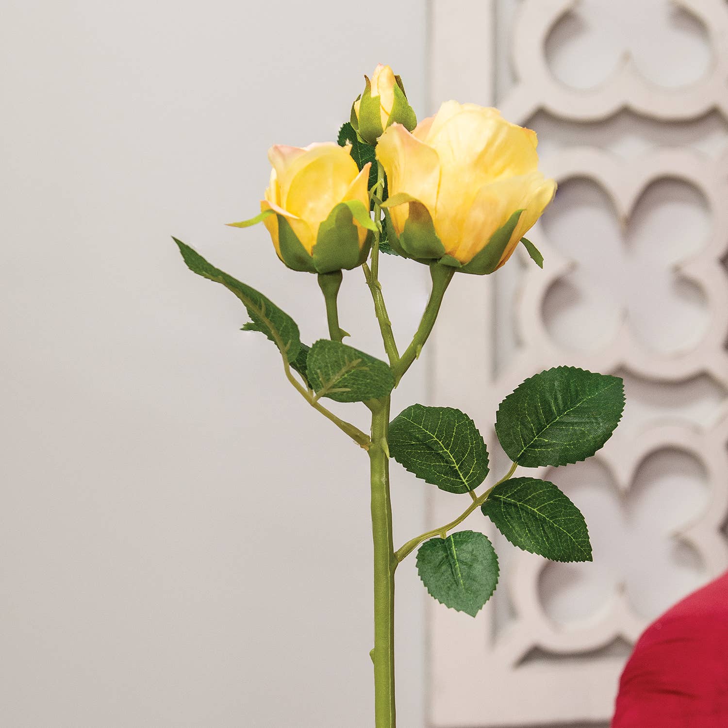 Blooming Soft Yellow Roses Pick
