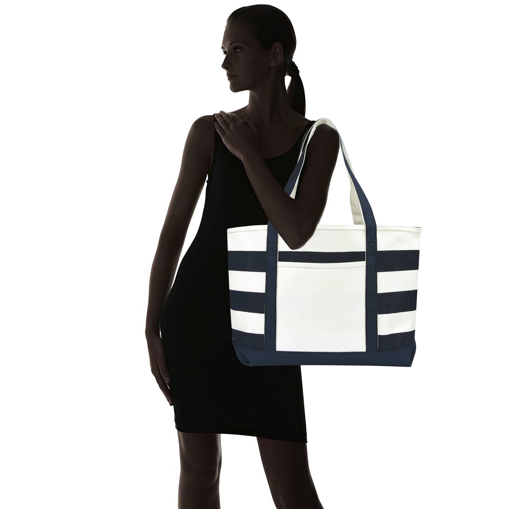 Dalix 23" Premium Striped Tote Bag