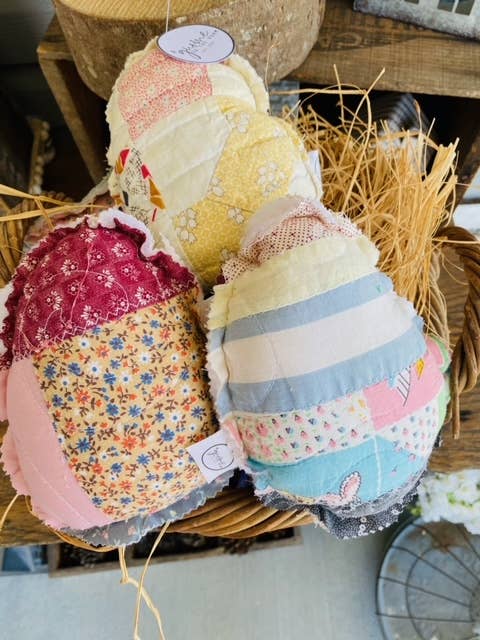 Vintage Fabric Easter Eggs made from upcycled quilts