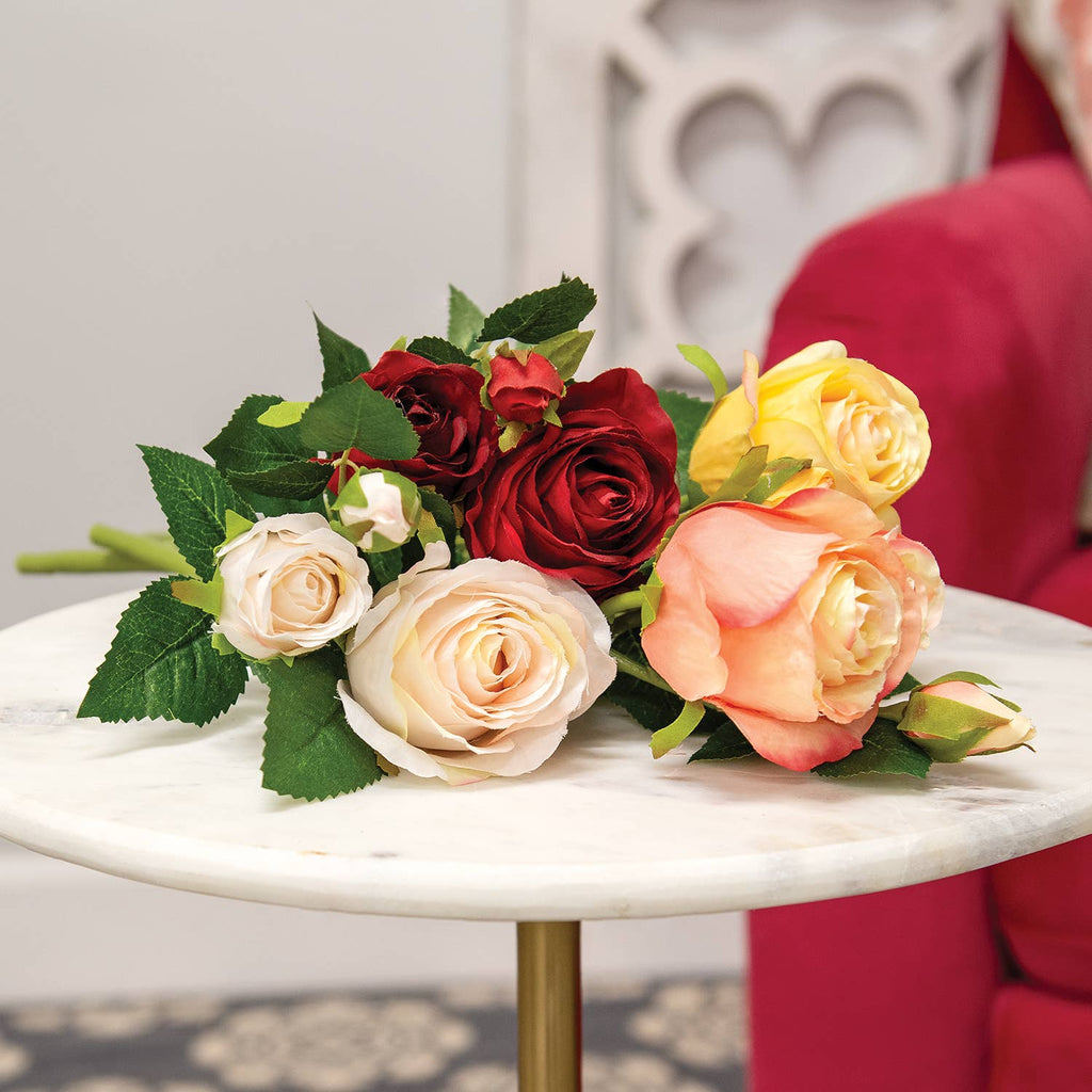 Blooming Peach Roses Pick - 17"