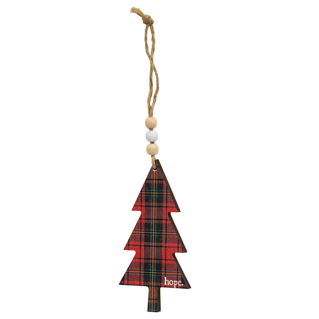 Hope, Love, Joy Plaid Christmas Tree Ornament - 3 Asstd.