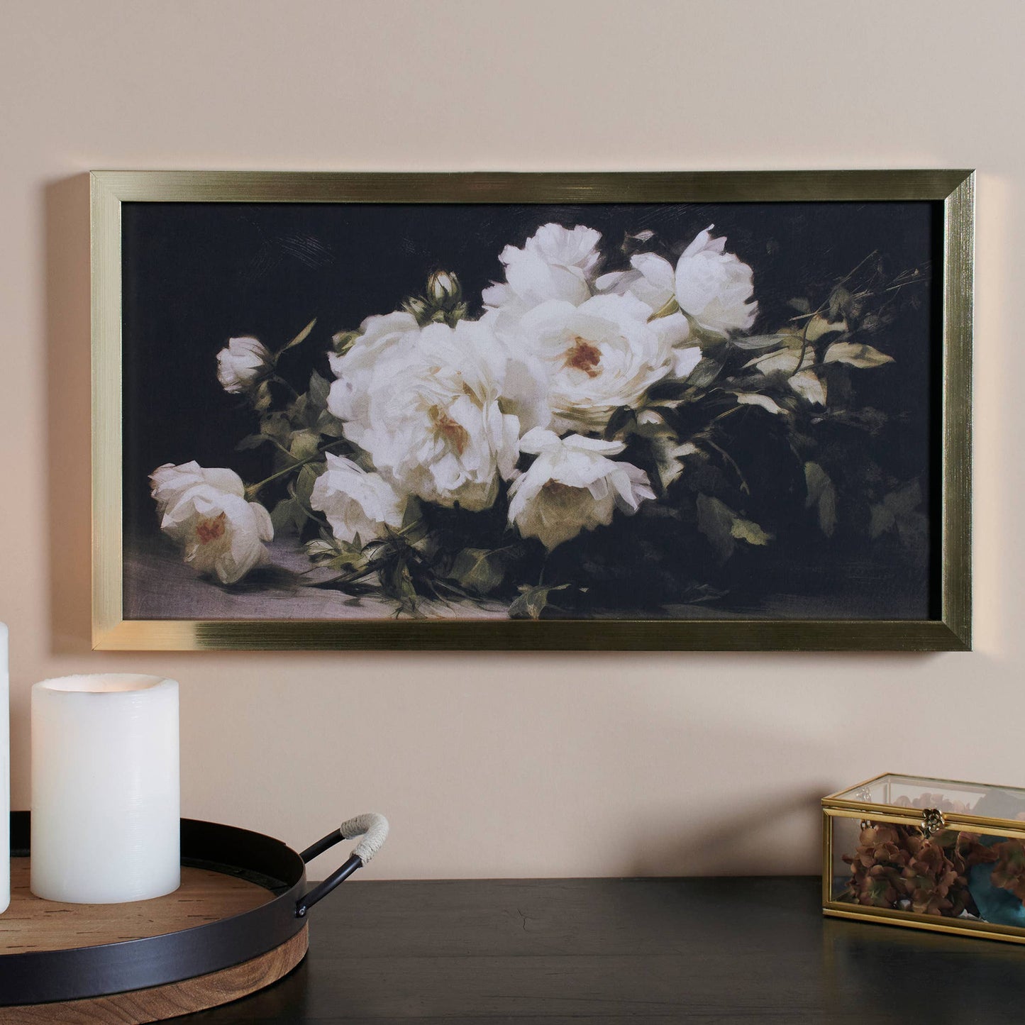 White Peonies Framed Wall Art