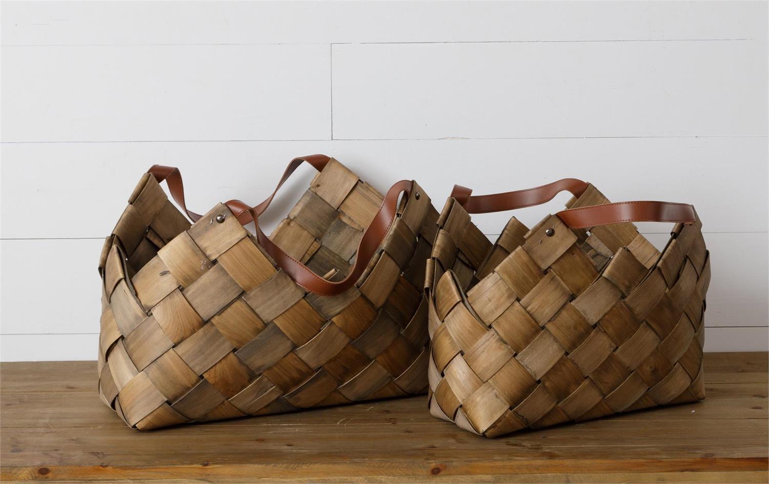Leather Basket with Handles