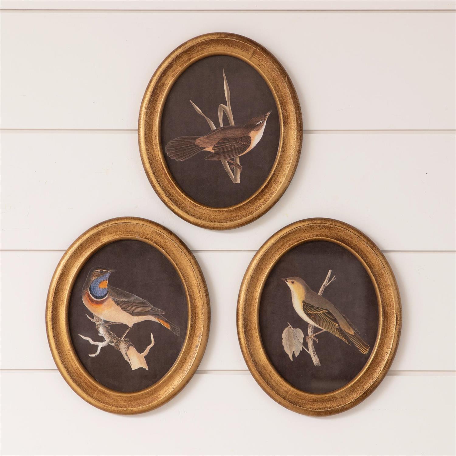 Round Gold Bird Print