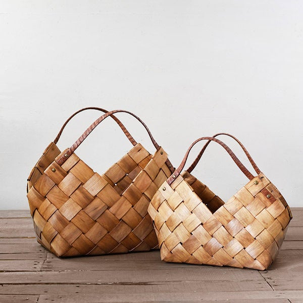 S/2 LOFT WOOD BASKET