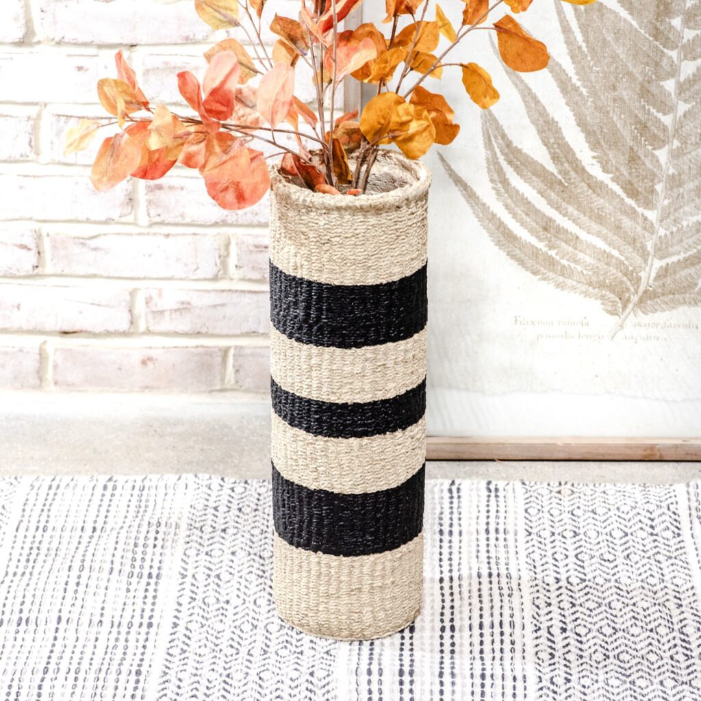 Stripe Weave Cement Vase